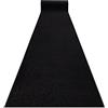 rugsx Passatoia KARMEL pianura, un colore, per cucina, corridoio, soggiorno, robusto, moderno, nero 60x130 cm