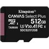 KINGSTON Scheda di Memoria microSDXC 512 GB Classe 10 UHS-I - SDCS2/512GB Canvas Select Plus
