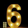HONPHIER® Insegne luminose Luce LED Numeri Numero luminoso bianco a LED Decoro per Decorazione di Casa, Matrimoni, Feste, Reception, Bar 2 Batterie (6)