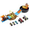 Hot Wheels Monster Trucks - Ruota Acrobatica, playset arena portatile con 3 veicoli Monster Trucks e 3 macchinine in scala 1:64 incluse, giocattolo per bambini, 4+ anni, HHY74