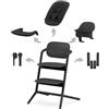 CYBEX Gold LEMO Seggiolone 4-in-1, 0 - 99 Anni, Dalla Nascita, Include Sdraietta, Sedile per Bambini, Vassoio, Riduttore per Neonati, Poggiatesta e Adattatore, Alluminio/Plastica, Stunning Black