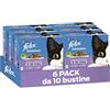 Felix Purina Original in gelatina Cibo Umido per Gatti con Manzo, Pollo, Anatra e Salmone, 60 buste da 85g