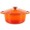 Lätt Home Cocotte in Ghisa Smaltata Arancione. Forno Olandese Pentola Rotonda Antiaderente 22x10,5 CM - 3,35 L. Casseruola Pentola in Ferro per Induzione, Vetroceramica e Forno