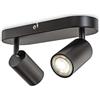 B.K.Licht Faretti da soffitto orientabili, attacco per 2 lampadine GU10 non incluse, plafoniera moderna in metallo nero opaco, 27x6x9cm, lampada da soffitto per ingresso, camera da letto o corridoio