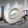 B.K.Licht Faretti LED da incasso ultrapiatti orientabili e dimmerabili, LED integrati 5W, foro Ø68mm, luce calda, 460Lm, set di 6 faretti da soffitto rotondi, plastica color nichel opaco 230V IP23