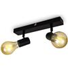 B.K.Licht Lampada da soffitto con 2 faretti orientabili, adatta per 2 lampadine E27 non incluse max 60W, metallo nero, plafoniera percucina, lampadario stile industriale contemporaneo per camera IP20