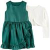 Simple Joys by Carter's 2-Piece Dress And Set 2 Pezzi Vestito e Cardigan per Occasioni Speciali, Nero/Rosso Motivo Scozzese, 3 Anni (Pacco da 2) Bimba