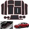 GAFAT [Novità 2024] GAFAT Tesla Model 3 2024 2025 Tappetini Antiscivolo, Tesla Model 3 Highland 2024 Tappetini in Gomma Console Centrale, Contenitori, Cuciture per Porta, Accessori Tesla Model 3 (Rosso)