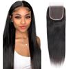 TNICE Lace Closure 4x4 Tessitura capelli umani brasiliani lisci HD trasparente svizzero 100% non trasformati vergine naturale tessitura capelli umani diritti libero parte naturale nero (10 pollici)