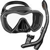 Dorlle Set per Maschera Snorkeling, Nuova Maschera Panoramica 180°, Maschera Subacquea Adulti Anti-Fog & Anti-Perdite,con Maschera e Boccaglio a 3 Canali Dry per, Unisex-Adulto