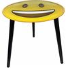 vet italy Vetrineinrete® Tavolino smile basso in vetro con faccina emoticon 3 piedi Ø 40 cm (Sorriso) X23
