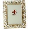 DRW - Portafoto in madreperla per foto da 15 cm x 20 cm con fiori in colore bianco e beige