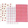Wrapables Strofinacci da cucina in 100% cotone (set da 3), fragole rosse
