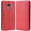 HualuBro Cover per LG Q60 / LG K50,Flip Cover a Libro in Retro PU Pelle Magnetica Antiurto Case Portafoglio Custodia per LG Q60 / LG K50 Cover (Rosso)