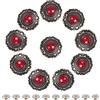 GORGECRAFT 1 Scatola 10 Set Bottoni A Vite Bottoni In Metallo Rosso Turchese Sintetico Girasole Fibbia Decorativa con Viti Fibbia di Ricambio Fiore Vintage per Fai Da Te Cucito In Pelle Decorazioni