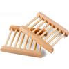 POFET Portasapone in legno di bambù, 4 pezzi, portasapone in legno per bagno, accessori per vasca da bagno e doccia