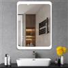 Specchio LED bagno 50x70 cm con cornice satinata, sensore touch-screen e  installazione reversibile