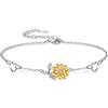 Clearine 925 Argento CZ Fiore di Sole Bracciale Regolabile Cuore Gioielli Regali per Donne
