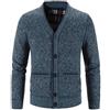 New front Cardigan da Uomo con Scollo a V Cardigan Foderato con Bottoni Maglione Pesante Sweater Caldo Cardigan da Uomo Casual Slim Leggero Maglione Maglia Invernale,Grigio Blu,XL