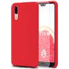 Feyten Cover Huawei P20 [con Vetro Temperato], Custodia Gomma Gel Silicio Liquido con Fodera Microfibra Morbida Caso Silicone Sottile Protettiva Cover (Rosso)