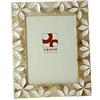 DRW - Portafoto in madreperla per foto da 10 cm x 15 cm con fiori in colore bianco e beige