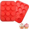 APOMOONS Stampo per muffin in silicone per 12 muffin, 2 pezzi in acciaio al carbonio per muffin, adatto per cuocere, inodore senza BPA, lavabile in lavastoviglie, ideale per la produzione di muffin