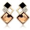 Crystalline Azuria Donna 18ct Placcato Oro Cristalli Topazio simulato Marrone Rombo Retro Orecchini
