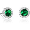 Diamond Treats Orecchini Donna Argento 925, Orecchini Halo con Pietre Zirconi Verde Smeraldo, Orecchini Rotondi in Argento 925 per Donna e Ragazza, Orecchini Verdi con una Confezione Regalo