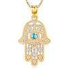 Aniu Collana Mano di Fatima Oro Donna Ciondolo Mano di Fatima Argento 925 Collana Malocchio avec Occhio Blu Collana Hamsa Gioielli Mano di Fatima per Donne