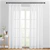PONY DANCE Tende Bianche Soggiorno Semitrasparenti con Effetto Lino Tende Camera da Letto Decorazioni Curtains Moderne con Fettuccia 2 Pezzi L 140 x A 220 CM