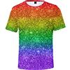 FIRSTWELL T-shirt arcobaleno, maglietta a mezza manica girocollo a righe, magliette for magliette estive da uomo e da donna (Color : E, Size : 3XL)