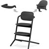 CYBEX Gold LEMO Seggiolone 3-in1, Per Crescere Insieme a Voi, 6 Mesi - 99 Anni, Utilizzabile dalla Nascita con Sdraietta CYBEX, Include Sedile per Bambini e Vassoio, Alluminio/Plastica, Stunning Black
