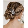 Vakkery - Pettinino da sposa, fermaglio argentato con strass, design con perle, accessorio per capelli da sposa, per donne e ragazze