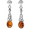 SilverAmber Jewellery Noda 8007 - Orecchini pendenti in vera ambra baltica ovale e argento sterling 925, 3.2 x 0.8 cm, 8 x 6 mm, Argento sterling, Ambra