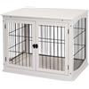 DecHome Cuccia per Cani da Interno Taglia Piccola Casetta Fino 30kg da in Legno e Acciaio 58.5x81x 66cm Bianco - 040WTD02