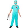 Smiffys Costume Chirurgo, Azzurro, con top, pantaloni, cappello, maschera e stetoscopio Halloween