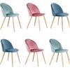 BenyLed Set di 6 Sedie Imbottite per Sala da Pranzo, con Schienale in Morbido Velluto e Gambe Regolabili in Metallo (Blu+verde+rosa)