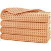 POLYTE Asciugamano per il viso in microfibra senza pelucchi, 33 x 33 cm, confezione da 4 (arancione, trama a nido d'ape)