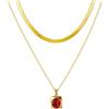 YONVUN Collana ciondolo Girocollo a strati separati | 18k oro placcato serpente spina di pesce piatto impilabile catena rettangolo pietra preziosa cristallo zircone collana dainty gioielli set regalo