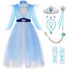 ReliBeauty Elsa Frozen Costume Costume Elsa Frozen Bambina Vestiti di Carnevale Halloween Cosplay Party,(130) con Accessori
