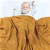 Surwin Coperta Bimbo in Maglia per Bambino, Surwin Baby Copertina Neonato Multiuso in Cotone Biologico per Carrozzina Culla Lettino Passeggino (Cachi,100x80cm)