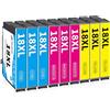 Hookink 18XL Cartucce Compatibili per Cartucce Epson 18XL 18 XL per Expression Home XP-215 XP-205 XP-225 XP-212 XP-305 XP-312 XP-315 XP-322 XP-325 XP-402 (Ciano, Magenta, Giallo, Confezione da 9)