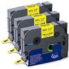 XemaX 3x XemaX Nastro Etichette Compatibile per Brother P-touch TZe-621 12 mm 0,47 Nastri per Etichettatrice Brother PT-H105 H100LB 1010 1000 P300BT H100R D400 E100 H110, Nero su Giallo
