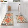 Cekene Tappeto da cucina orientale, antiscivolo, lavabile, assorbente, stile bohémien, per camera da letto, ingresso, lavanderia (50 x 80 cm + 50 x 120 cm)