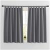 PONY DANCE Tende Oscuranti Termiche per Finestre Piccole 2 Pezzi 140x137 CM Tenda Corta Termica Isolante Freddo e Caldo con Passanti per Camera da Letto, Grigio