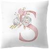KIRALOVE Federa per cuscino 45x45 cm lettera S iniziale alfabeto nome rose fiori colore bianco decorativa divano letto camera casa arredo regalo elegante romantico personalizzato