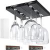 ROLMZJX 2 Pezzi Porta Bicchiere Vino, Porta bicchieri da vino da appendere, Portabicchieri Vino Sotto L'armadio,Nessuna Perforazione Richiesta per cucina, bar, ristorante (Nero