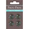 Frou-Frou 7124 18 3 - Bottoni in Nylon, Confezione da 4 Pezzi, Motivo Floreale, Colore Sfondo: Cachi