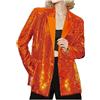 Botong Giacca da donna doppiopetto con paillettes, giacca con risvolto, stile ampio, con maniche lunghe, Arancione, 48