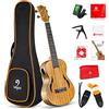 Vangoa Concert Ukulele 23 pollici in Legno di Noce Hawaii Ukuleles Acustici per Principianti Set per Studenti Adulti con Borsa